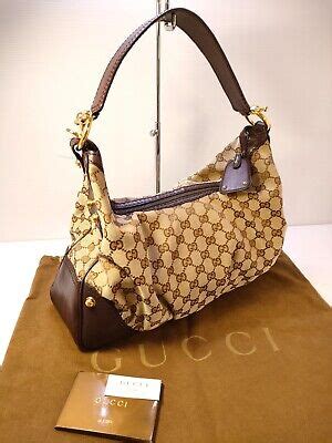 gucci 203998|Auth GUCCI One Shoulder Bag Canvas Leather 211966 203998 .